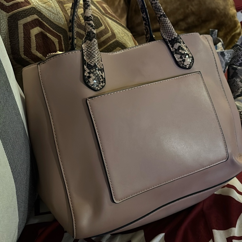 A New Day 14inch height, 13inch width purse color: snakeskin / pink leather purs
